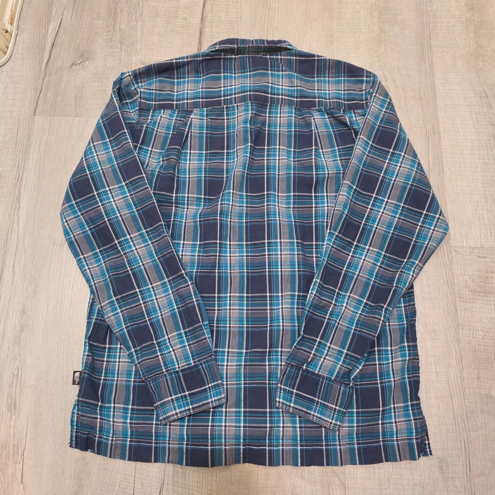 The North Face Mens Blue Teal Plaid Long Sleeve Button Down Hiking Shirt Small - Picture 4 of 11